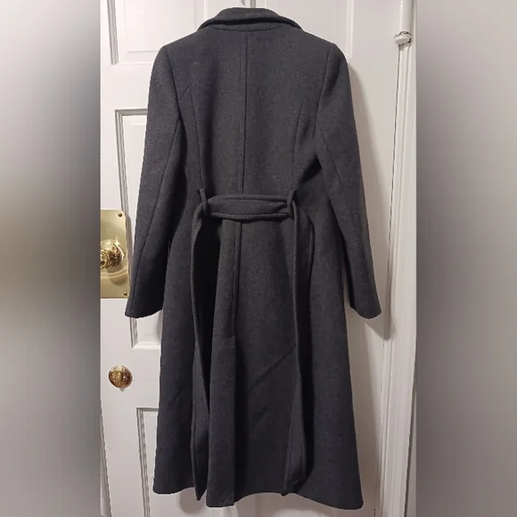 MNG Mango *Committed* Belted Double Breasted Wool Coat, Drk Gray Sz XXS NWT - Picture 5 of 15